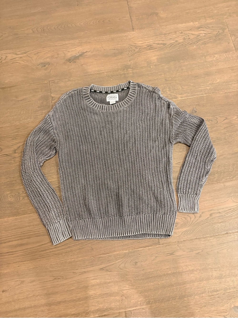 PINK Victoria's Secret Gray Ribbed Crewneck Sweater